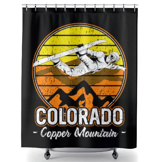 Copper Mountain Colorado Snowboarding Shower Curtains