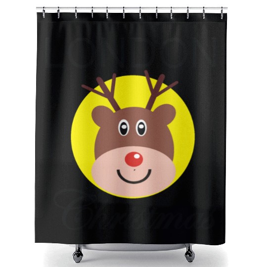 Funny Christmas Rudolph gift for Londoner Shower Curtains