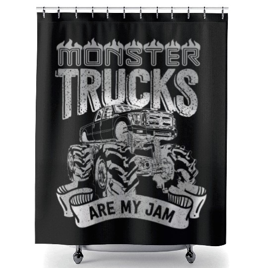 Monster Trucks Are My Jam Vintage Retro Shower Curtains