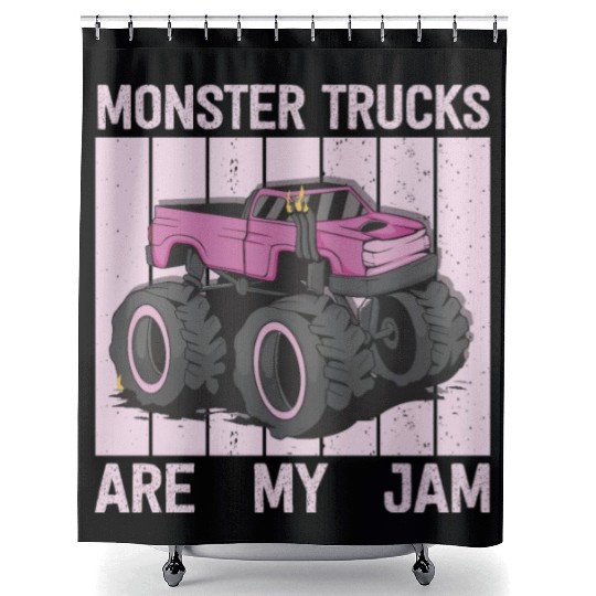 Monster Trucks Are My Jam Vintage Retro Shower Curtains