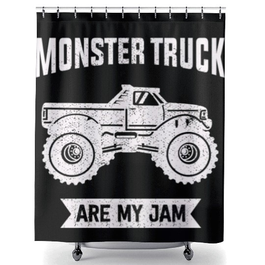 Monster Trucks Are My Jam Vintage Retro Shower Curtains