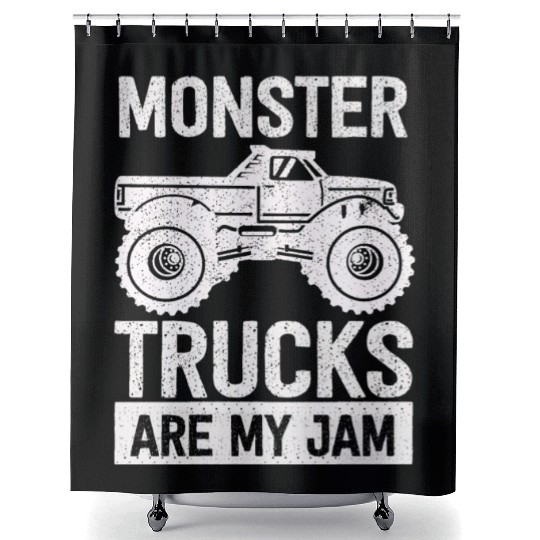 Monster Trucks Are My Jam Vintage Retro Shower Curtains