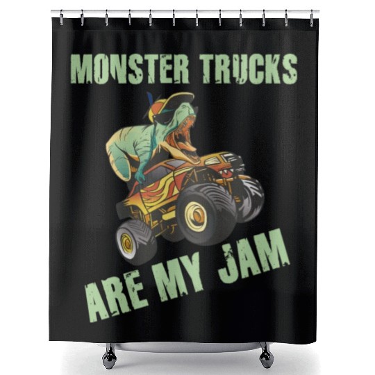 Monster Trucks Are My Jam Vintage Retro Shower Curtains