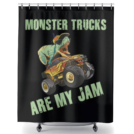 Monster Trucks Are My Jam Vintage Retro Shower Curtains