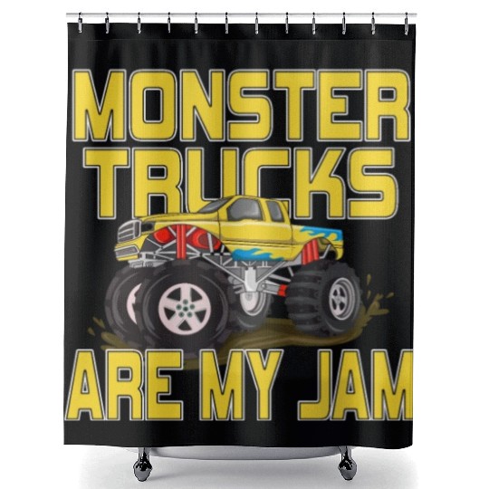 Monster Trucks Are My Jam Vintage Retro Shower Curtains