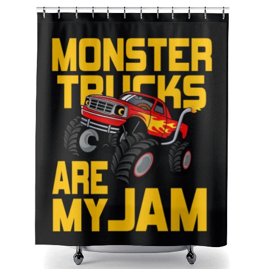 Monster Trucks Are My Jam Vintage Retro Shower Curtains