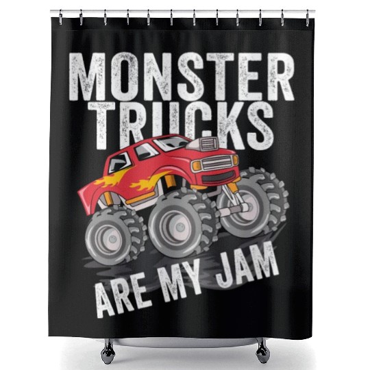 Monster Trucks Are My Jam Vintage Retro Shower Curtains