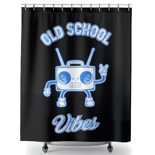 Old School Vibes Retro Beat Box Music Shower Curtains