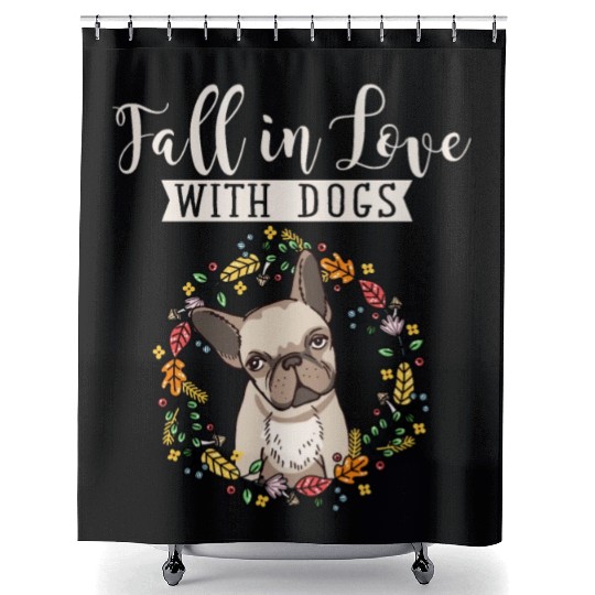 Autumn Women Flowers Fall Dog Lover Shower Curtains
