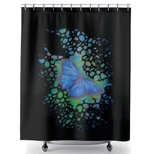 Royal blue monarch butterfly retro 70's animal Shower Curtains