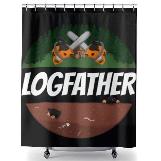 Logfather Lumberjack Chainsaw Shower Curtains
