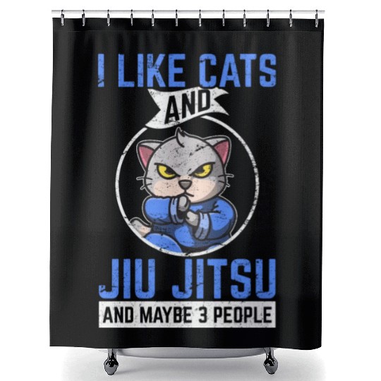 I Like Cats & Jiu Jitsu & Maybe 3 People Brazilian Shower Curtains