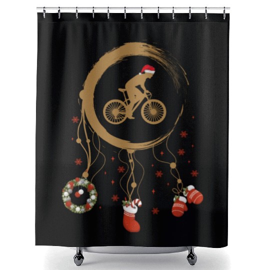 Winter dreamcatcher Christmas Racing bike Shower Curtains
