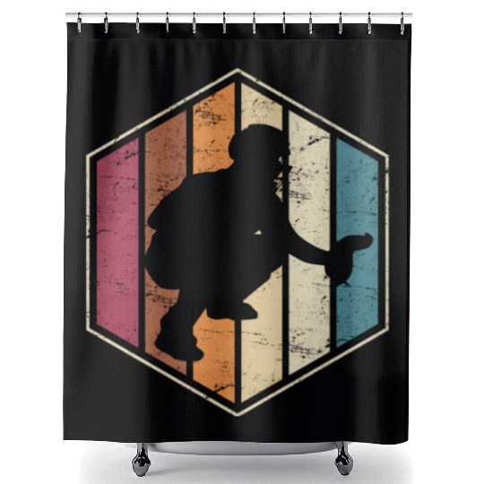 Vintage Baseball Catchers Baseball Catcher Softbal Shower Curtains