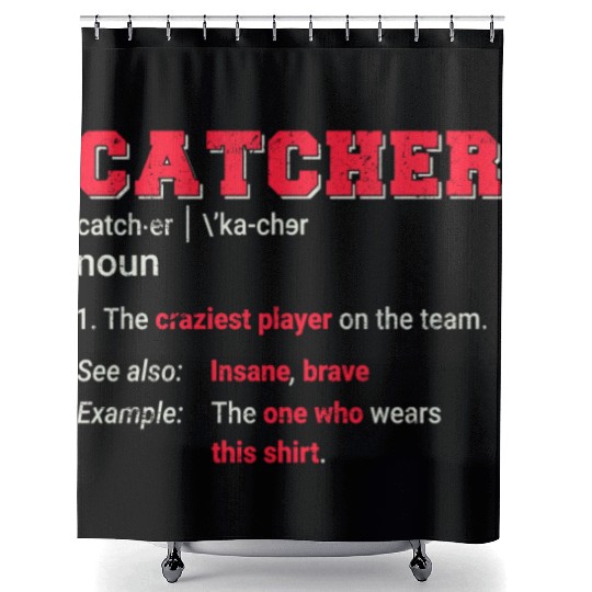 Baseball Catcher Softball Catcher Player Funny Def Shower Curtains
