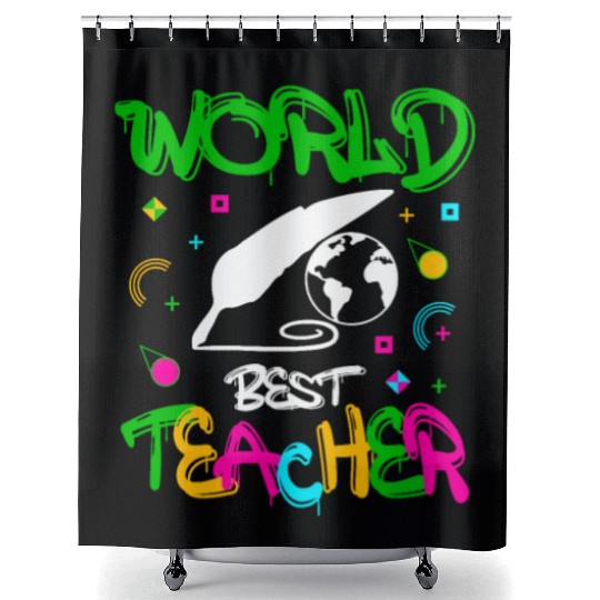 World Best Teacher Funny Quotes Gifts Shower Curtains