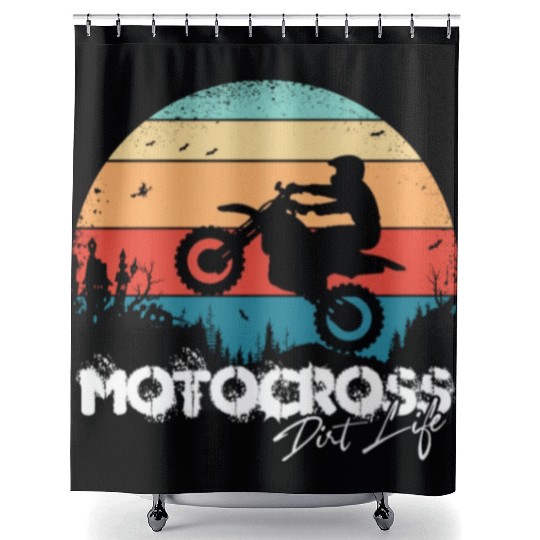 Motocross Halloween Dirt Life Bike MX Enduro Biker Shower Curtains