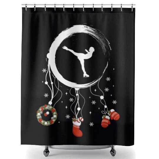 Winter dreamcatcher Christmas Figure skating Shower Curtains