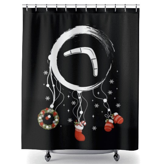 Winter dreamcatcher Christmas Boomerang Shower Curtains