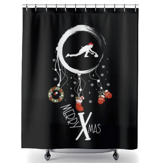 Winter dreamcatcher Christmas Curling Shower Curtains