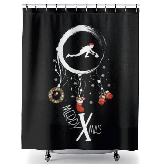 Winter dreamcatcher Christmas Curling Shower Curtains