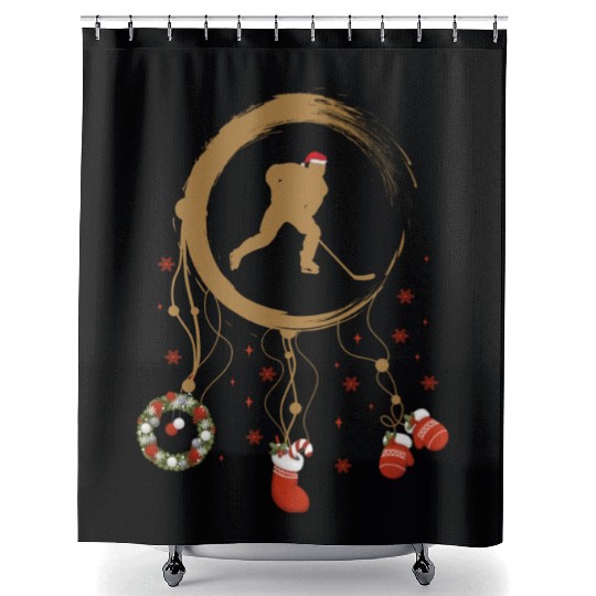 Winter dreamcatcher Christmas Ice hockey Shower Curtains