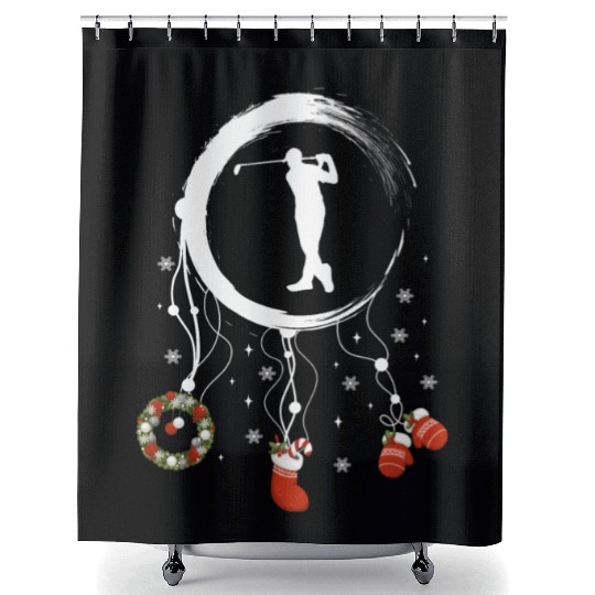 Winter dreamcatcher Christmas Golfer Shower Curtains