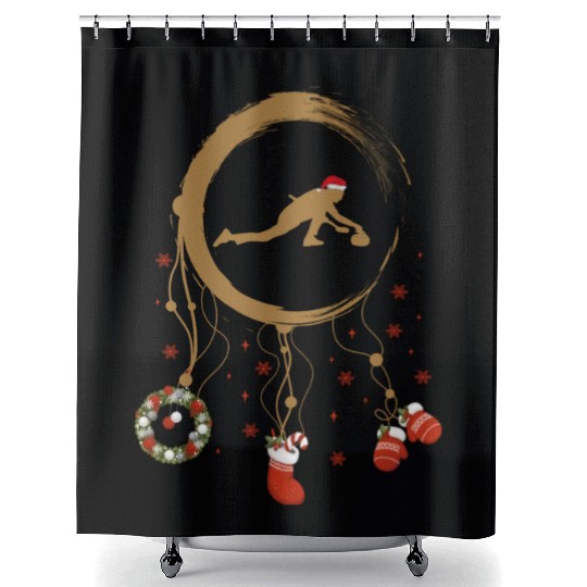 Winter dreamcatcher Christmas Curling Shower Curtains