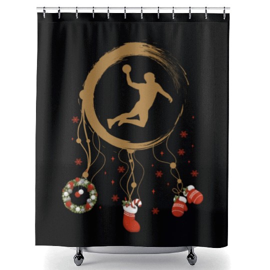 Winter dreamcatcher Christmas Handball Shower Curtains