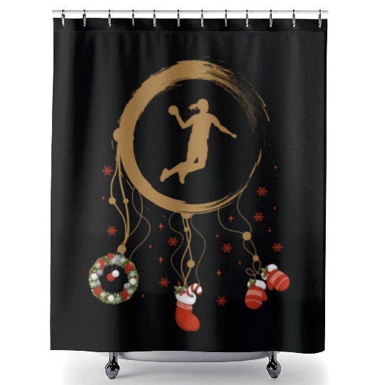 Winter dreamcatcher Christmas Handball girl Shower Curtains