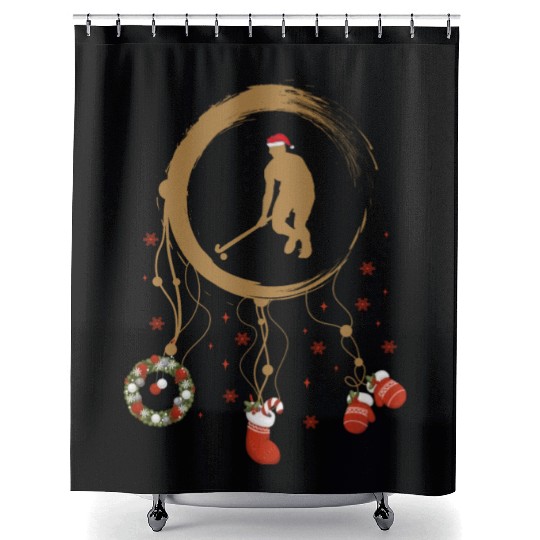 Winter dreamcatcher Christmas field hockey Shower Curtains