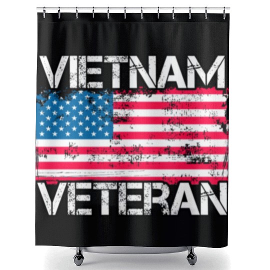 Vietnam Veteran Vintage Us Flag Military Vet Shower Curtains