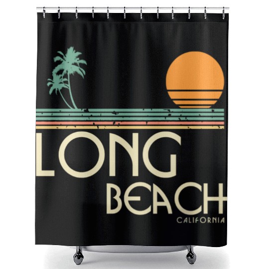 Vintage Long Beach California Shower Curtains