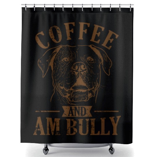Coffee and AM Bully Bulldog Pet Shower Curtains