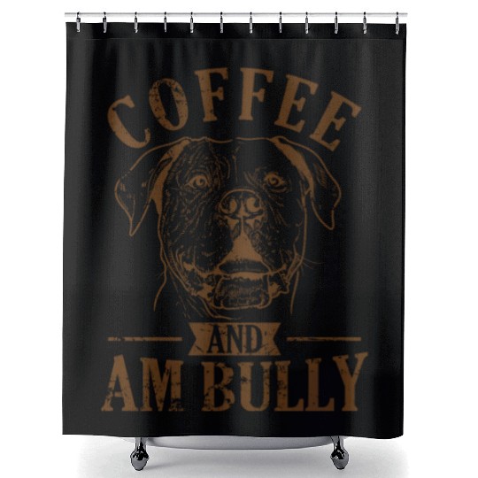 Coffee and AM Bully Bulldog Pet Shower Curtains