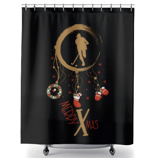 Winter dreamcatcher Christmas field hockey Shower Curtains
