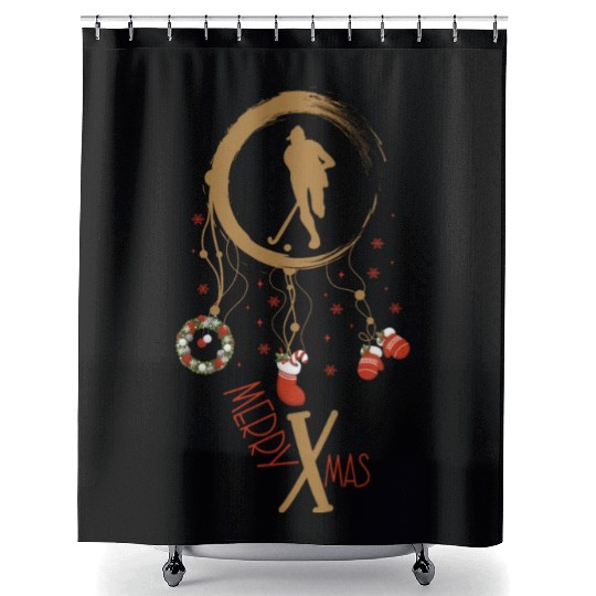 Winter dreamcatcher Christmas field hockey Shower Curtains