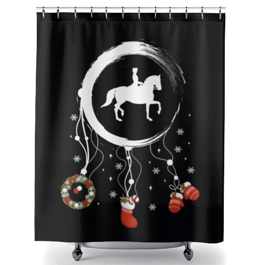Winter dreamcatcher Christmas Dressage riding Shower Curtains