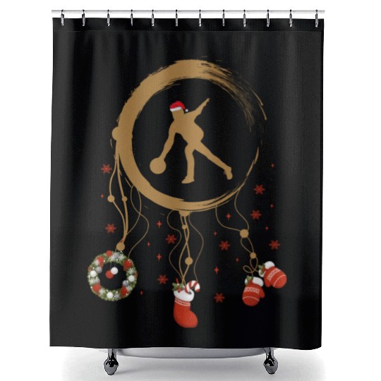 Winter dreamcatcher Christmas Bowling Shower Curtains