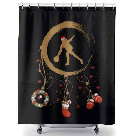 Winter dreamcatcher Christmas Bowling Shower Curtains