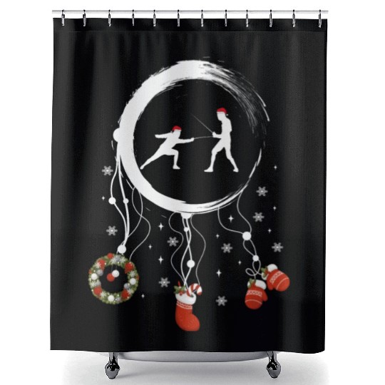 Winter dreamcatcher Christmas Fencing Shower Curtains