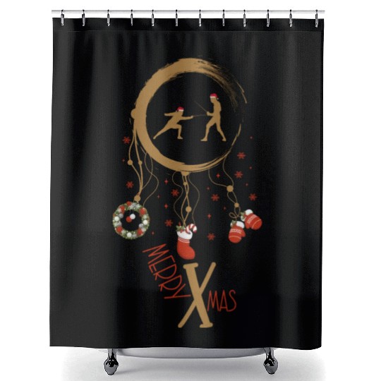 Winter dreamcatcher Christmas Fencing Shower Curtains