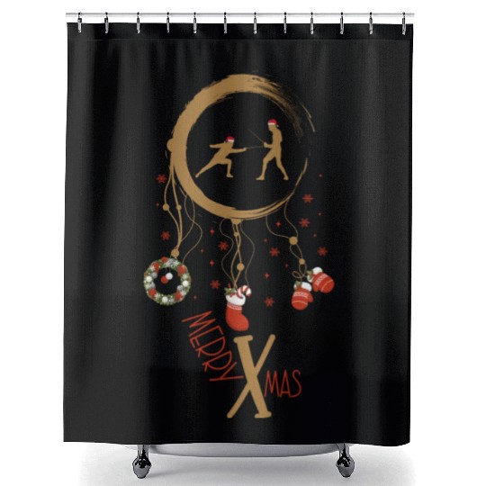 Winter dreamcatcher Christmas Fencing Shower Curtains