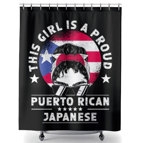 Puerto Rico Flag Japan Grown Women Girl Shower Curtains