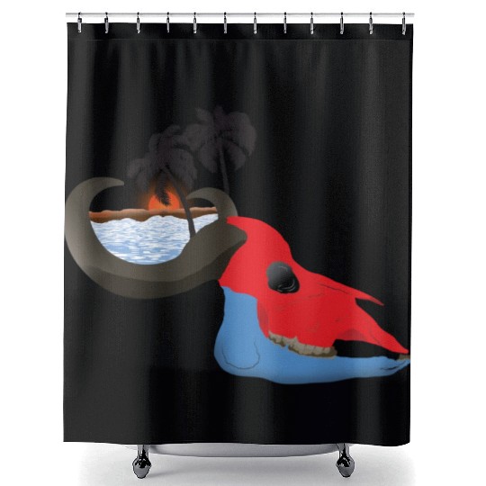 buffalo skull colorful Shower Curtains