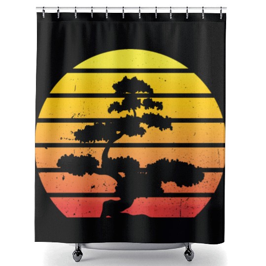 Bonsai Retro Vintage Japanese Tree Gardener Gift Shower Curtains