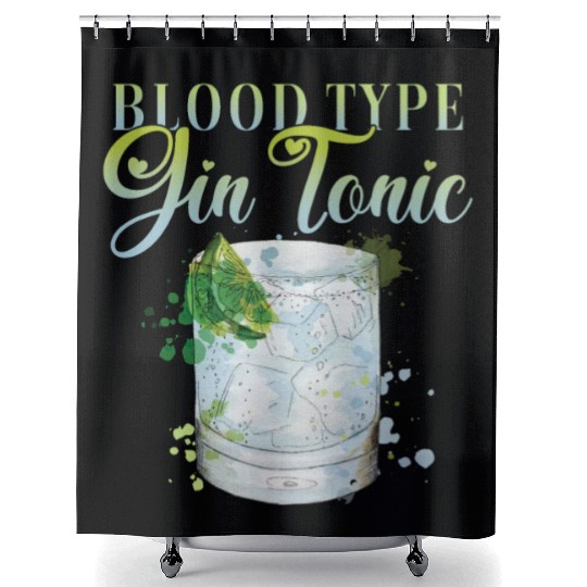 Blood Type Gin Tonic Cocktail for Bartender Shower Curtains