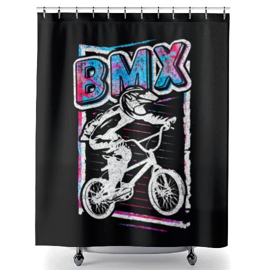 Retro BMX Bike | Old School Bmx Racing Shower Curtains