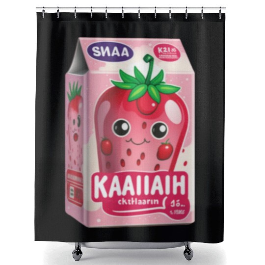 Strawberry Milk Kawaii Shower Curtains