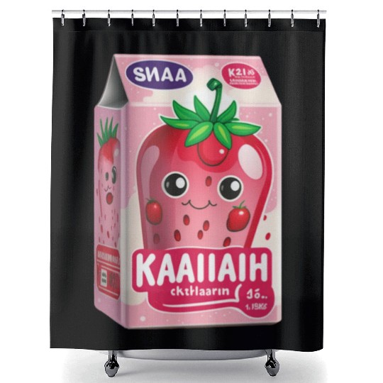 Strawberry Milk Kawaii Shower Curtains